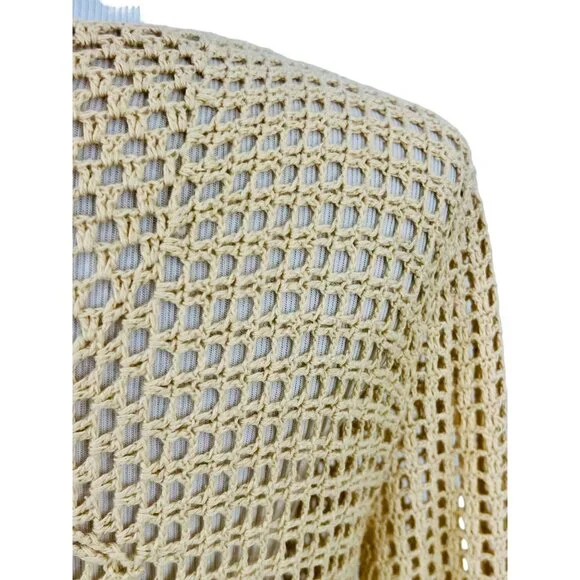 Vintage 90s Crochet Tie Front Duster Cardigan| Boho Coastal Cowgirl Cottagecore - Picture 14 of 16